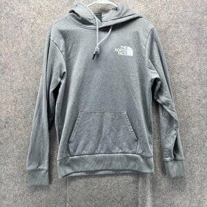 The North Face Hoodie Mens Small Gray Red Blue Pullover Fleece Sweatshirt A4NST